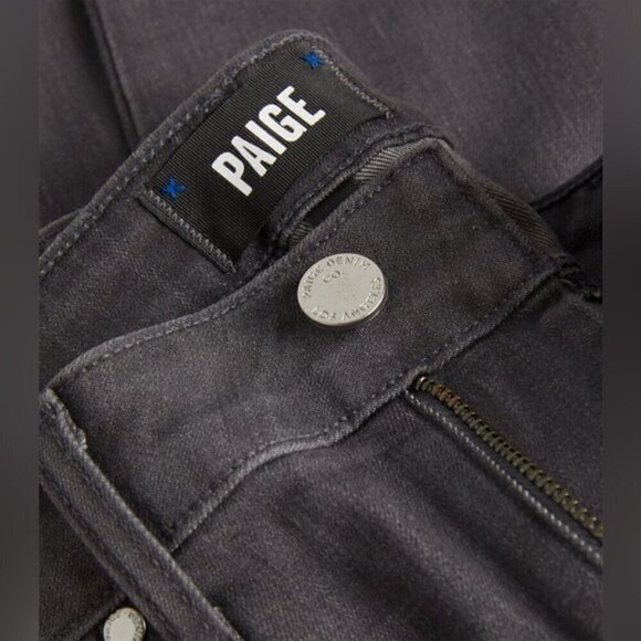 NWT PAIGE ultra high rise Hoxton Ankle Raw Hem Smokey Charcoal Black denim w 24 - Picture 10 of 10